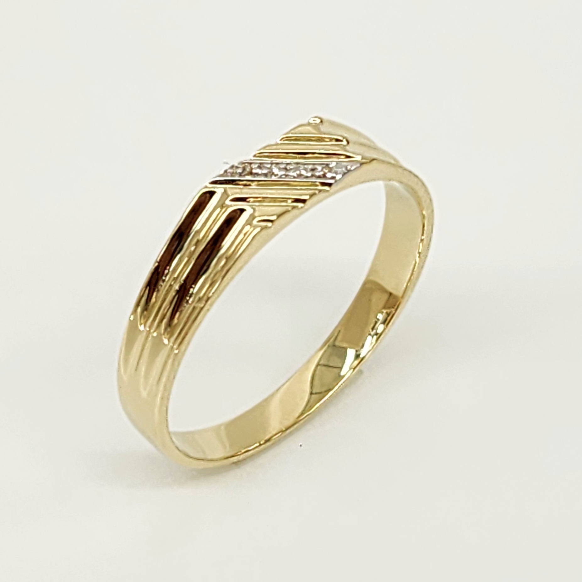 9ct Yellow Gold Gents Wedding / Dress Ring with 0.02ct Diamond Gold Rings, Men's Gold Rings 