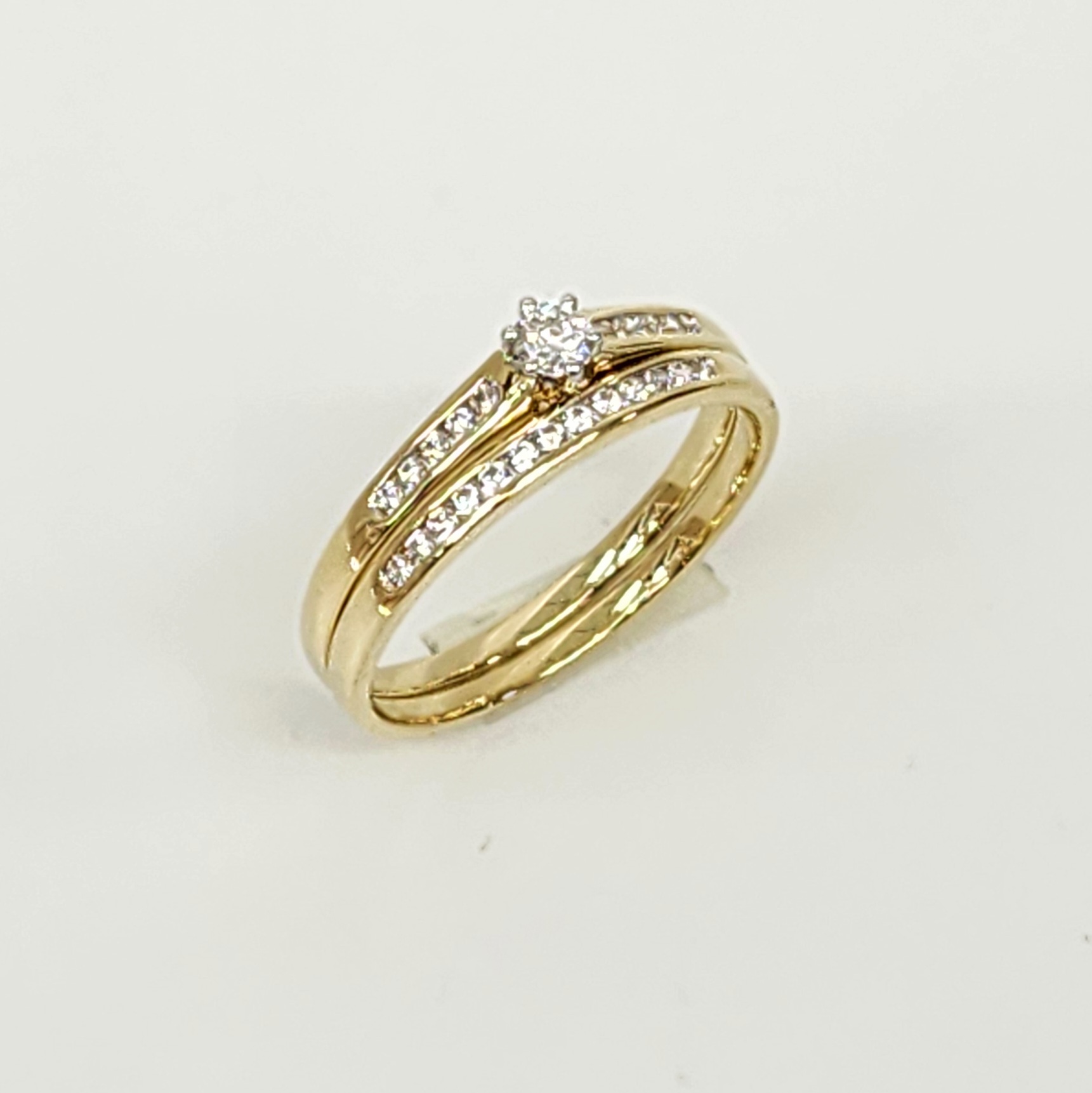 9ct Yellow Gold Ladies 2 Piece Cubic Ziconia Bridal / Wedding Set 9ct Gold Ring, Gold Jewellery, Gold Rings 