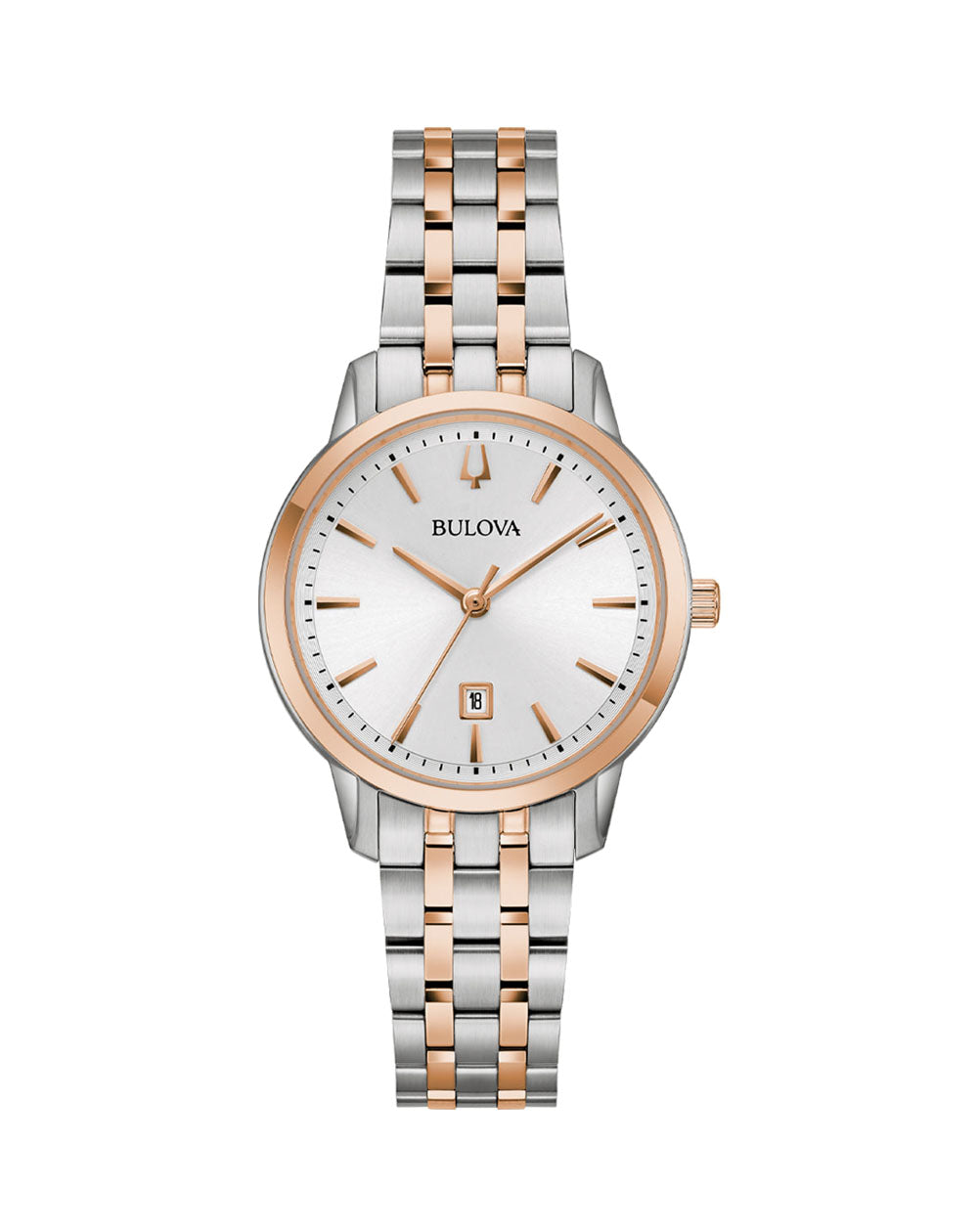 Bulova Classic Ladies Quartz Two-Tone Rose Gold & Silver, Silver Dial Watch - 98M137 bulova 