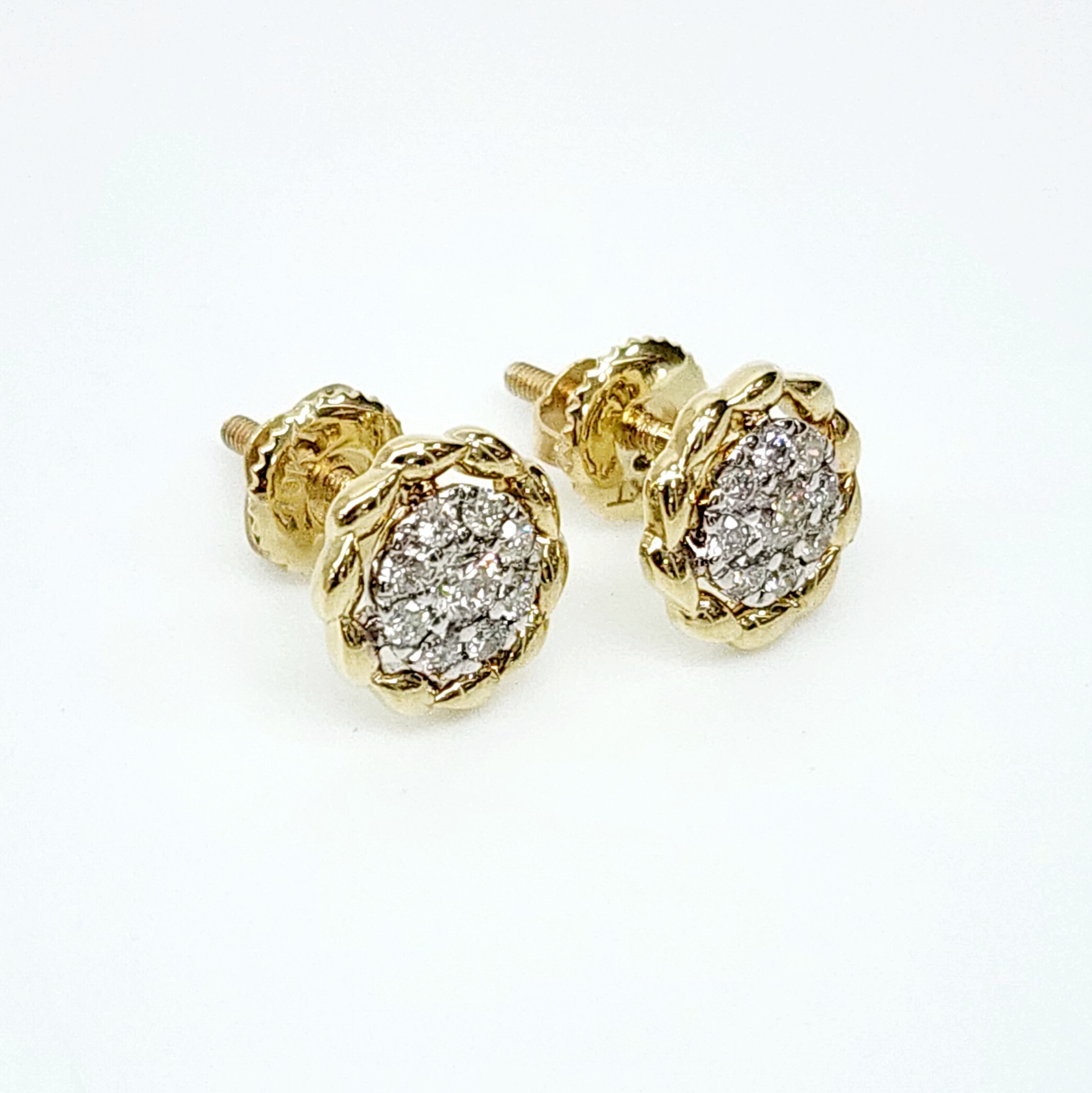 10ct Yellow Gold 0.30ct Diamond Cluster Screw Back Earrings - SKE40760-30 bulova 