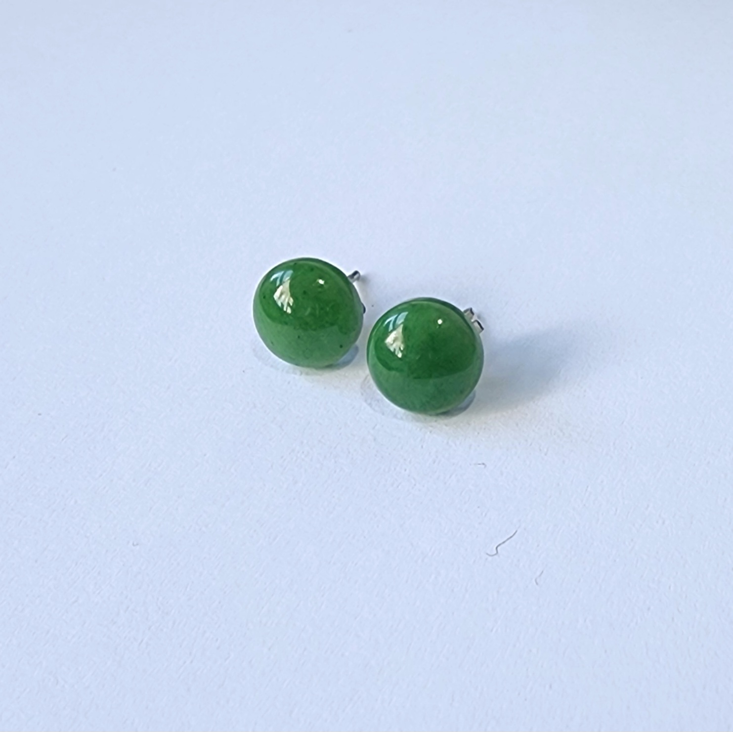 8mm Round NZ Greenstone Stud Earrings Greenstone?Jewellery 