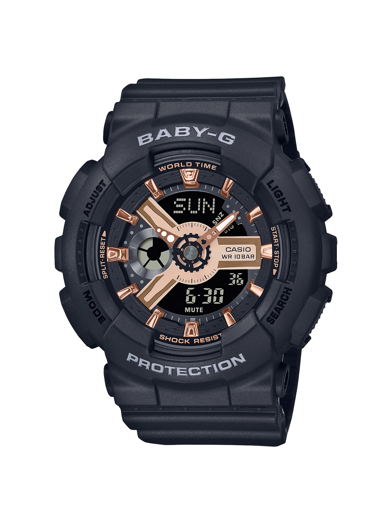 Casio Baby-G Duel Time Black Resin Band 100M WR - BA110XRG-1A G-SHOCK 