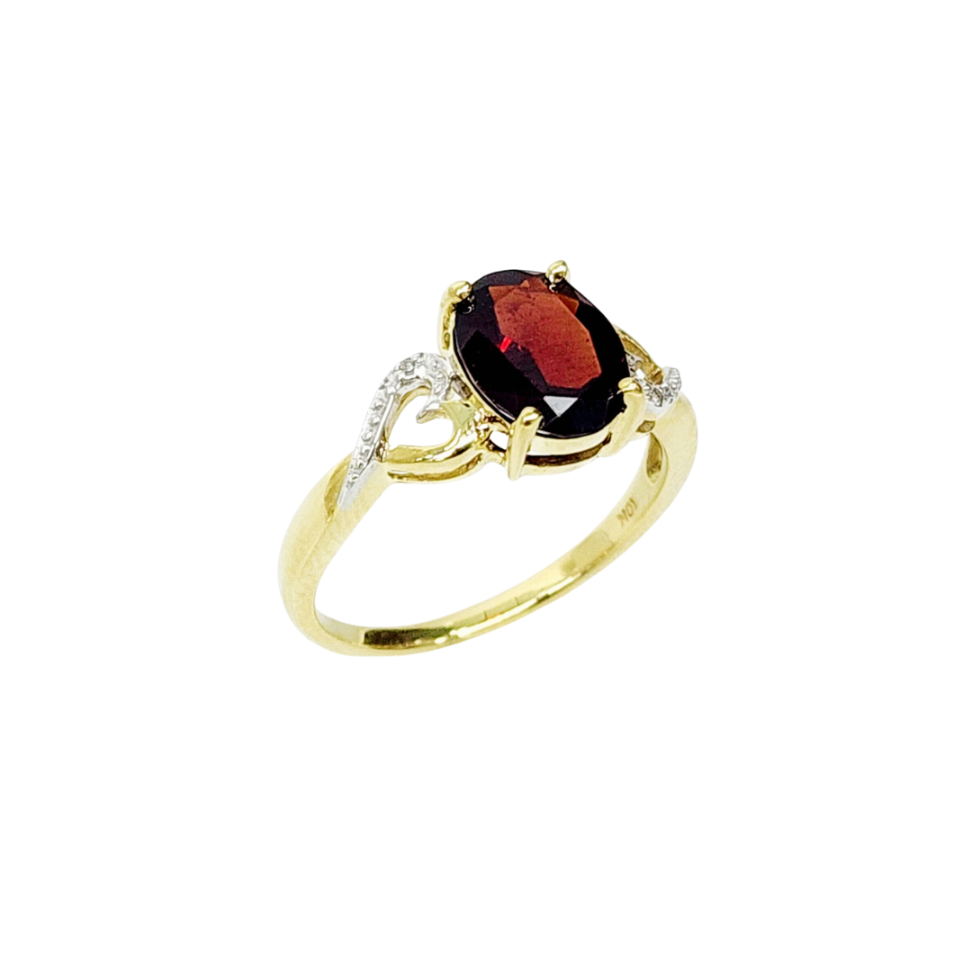 10ct Yellow Gold 0.01ct Diamond with 2.50ct Oval Garnet Ring - SKR43073GT bulova 