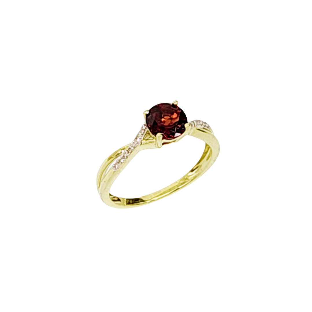 10ct Yellow Gold 0.05ct Diamond with 1.00ct Round Garnet Crossover Ring - SKR17132GT bulova 