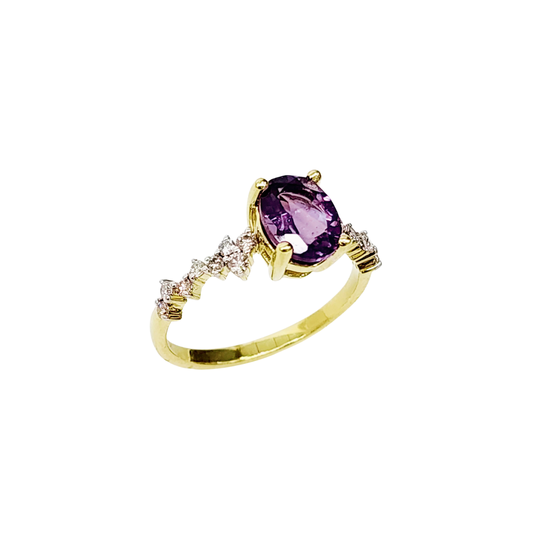 10ct Yellow Gold 0.25ct Diamond with 1.15ct 6mm x 8mm Oval Amethyst Ring - SKR41121AM bulova 