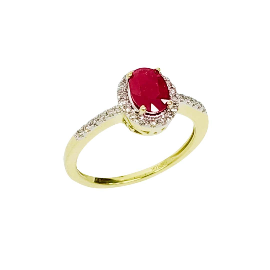 10ct Yellow Gold 0.18ct Diamond & 1.00ct Natural Oval Ruby Ring - SKR9199R bulova 