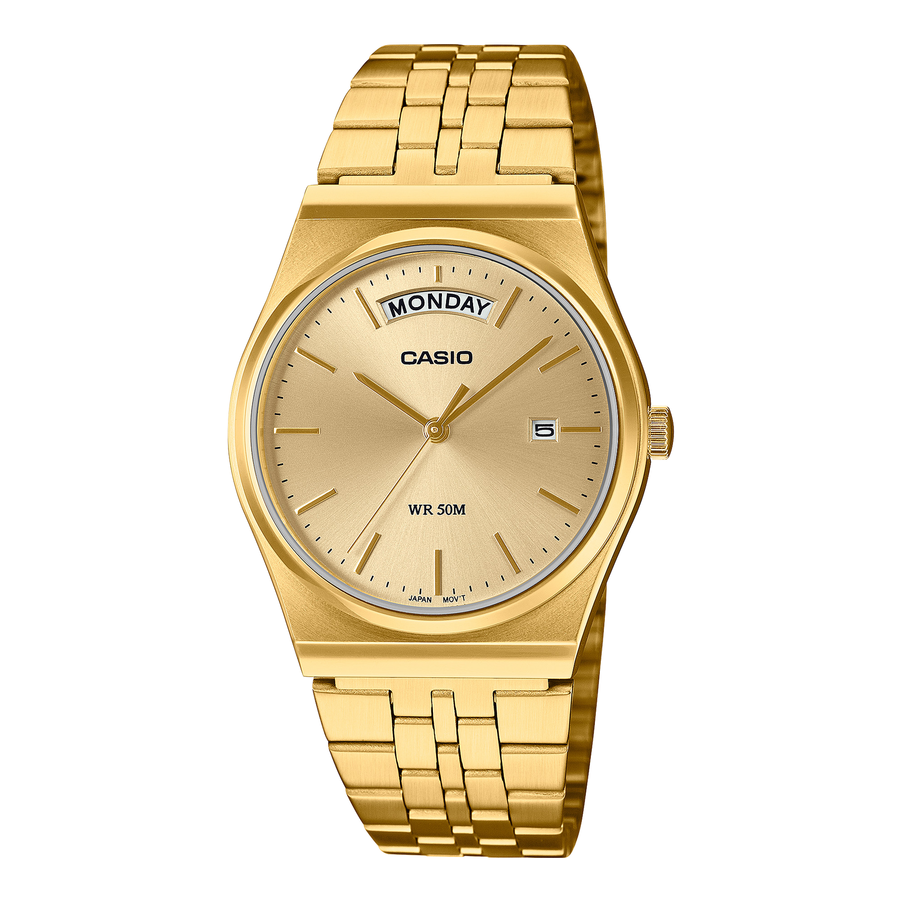 Casio Analogue Day Date Retro Gold Dial Gold Case & Band Watch - MTPB146G-9A CASIO 