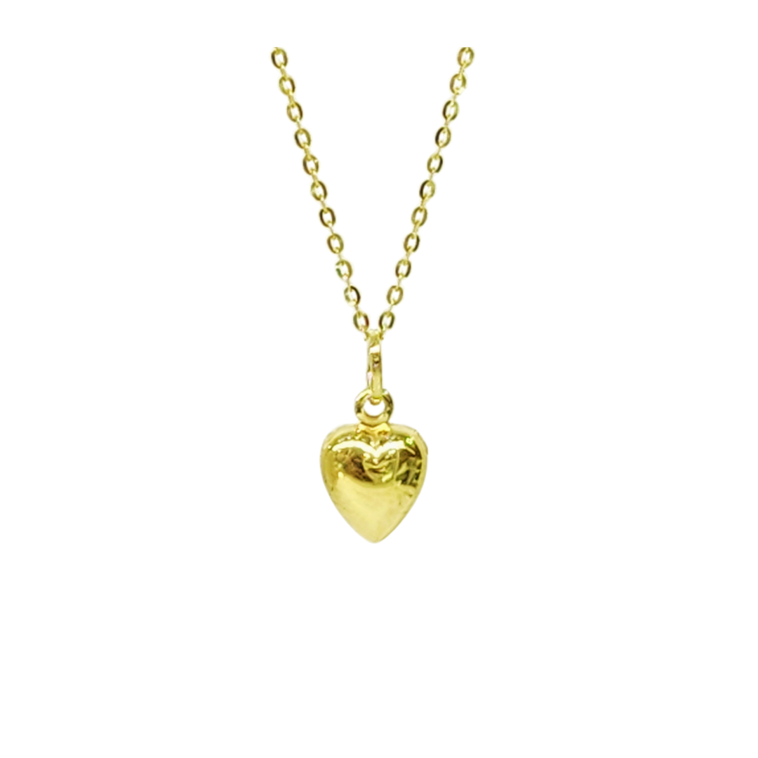 9ct Yellow Gold Puff Heart pendant with 9ct Gold Cable Link Chain Gold Pearl Jewellery, Pearl Jewellery 