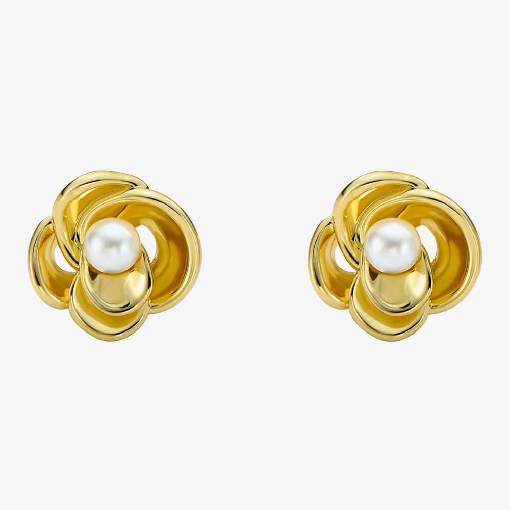 TED BAKER FLO Gold Tone Plated Pearl Flower Stud Earrings - TBJ3759-02-28 CASIO 