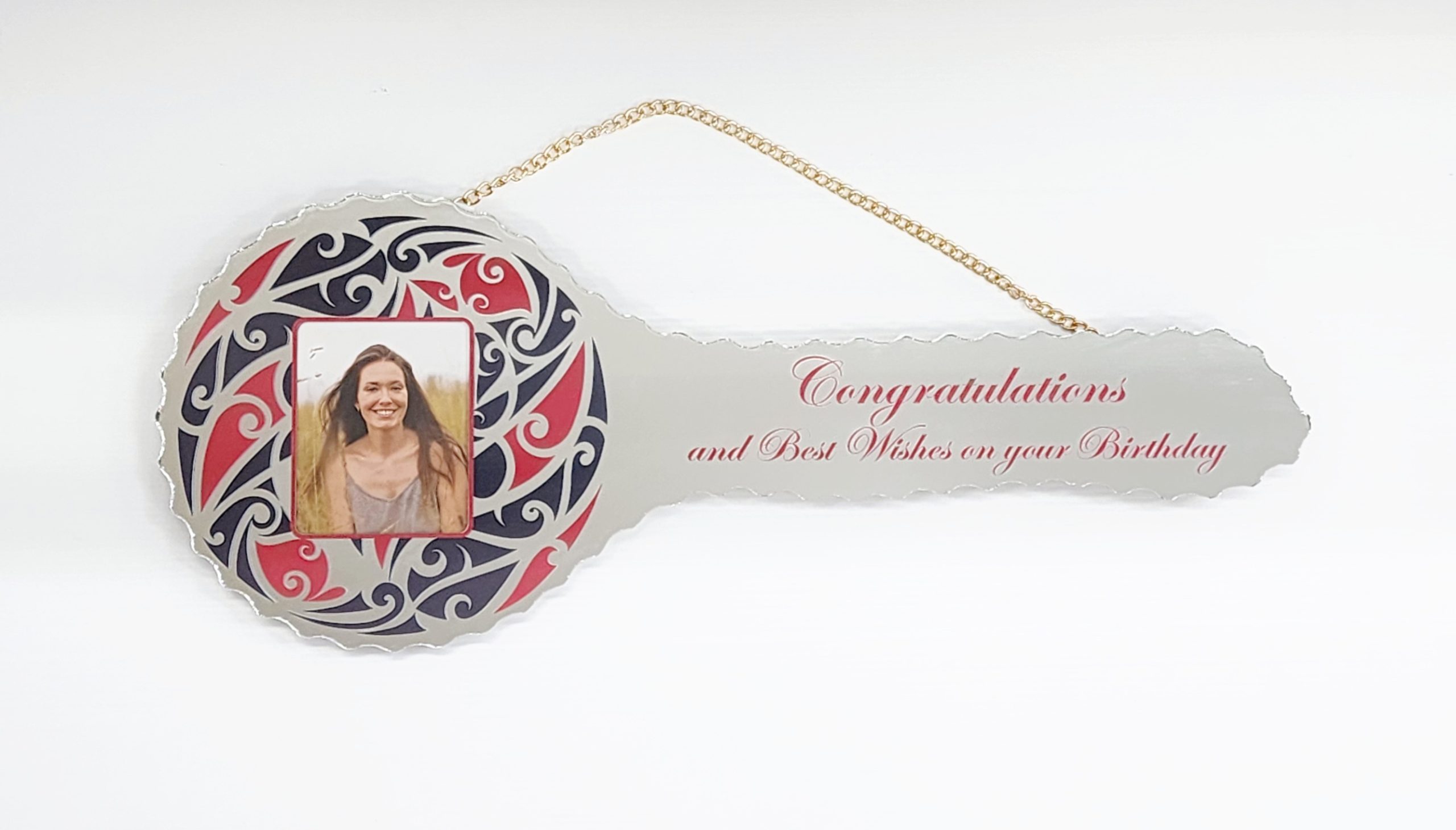 Maori Design Mirrored / Glass Photo Birthday Key - SJ2417 21ST MIRROR KEYS 