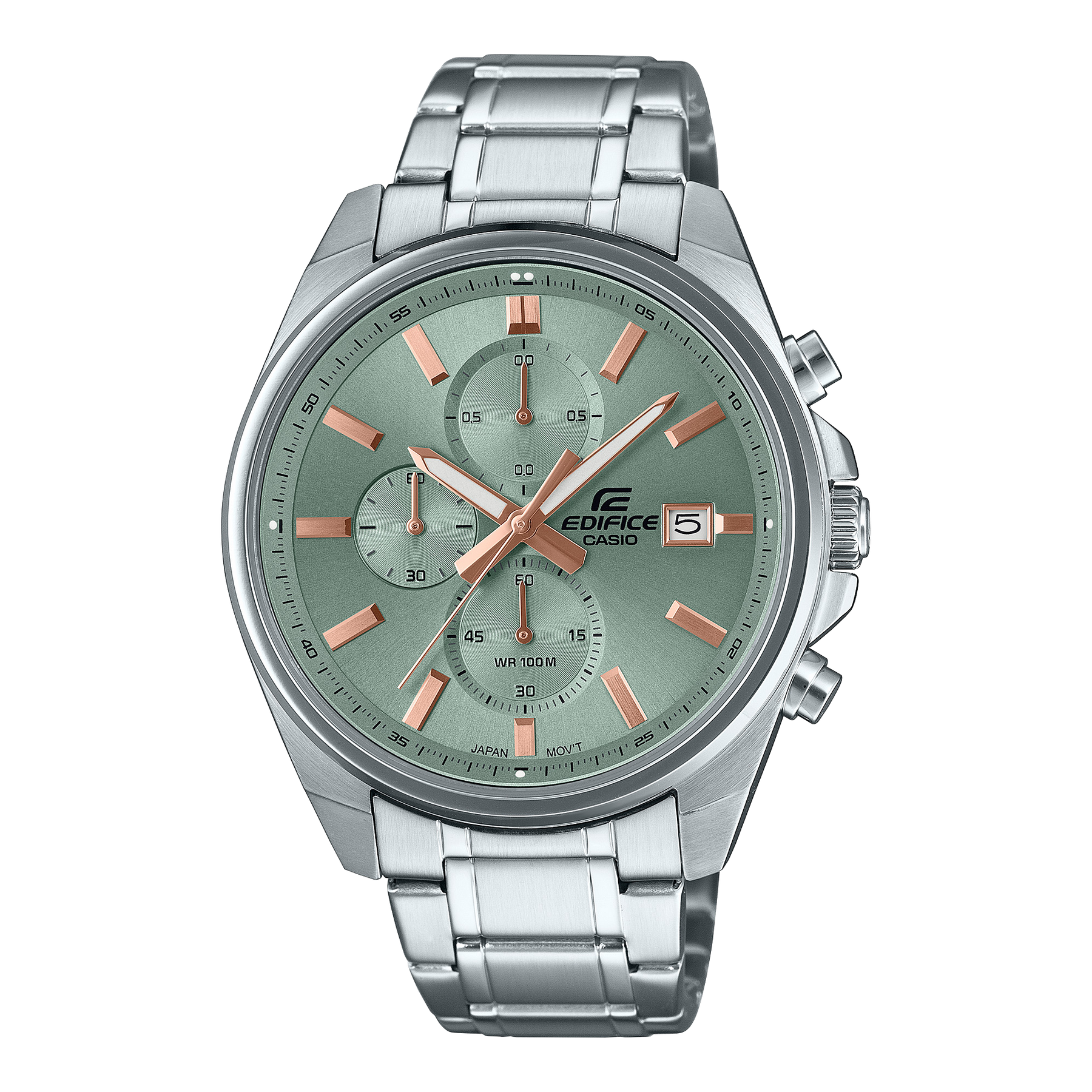 EDIFICE Analog Chronograph 100M WR Green Dial, Stainless Steel Case & Strap - EFV610DE-3A G-SHOCK 
