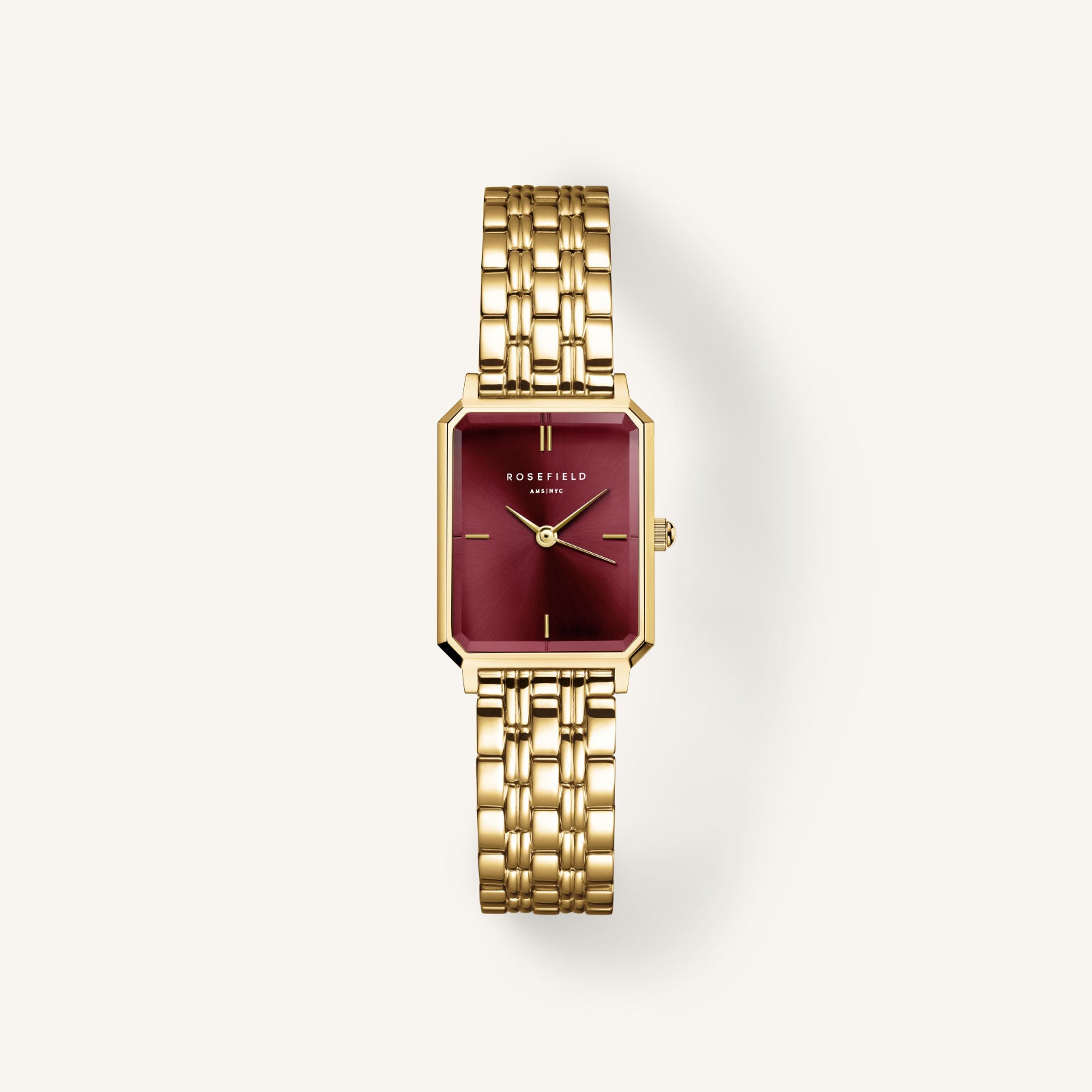 Rosefield Octagon XS Burgundy Sunray Steel Gold - OBGSG-O83 WATCH 