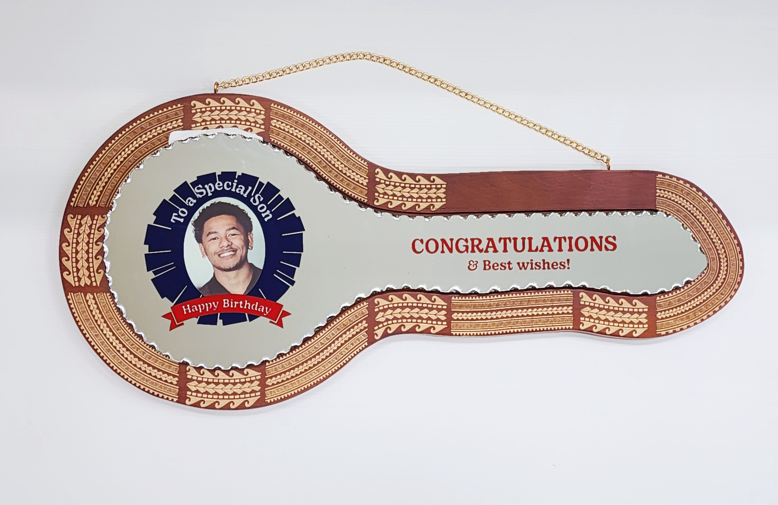 21st Wooden key Brown Shade Island Design with "To a Special Son" Design Mirror Key Insert - 13DBKM419 21st Keys 